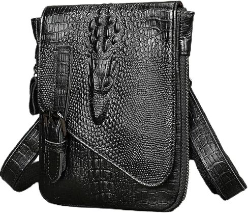 NIUCUNZH Genuine Leather Mini Messenger Bag Crocodile Embossed Small Crossbody Bag Shoulder Sling Bag Brown in Kuwait