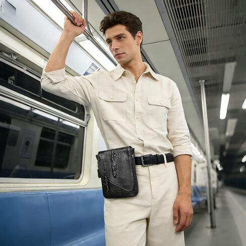 NIUCUNZH Genuine Leather Mini Messenger Bag Crocodile Embossed Small Crossbody Bag Shoulder Sling Bag Brown in Kuwait