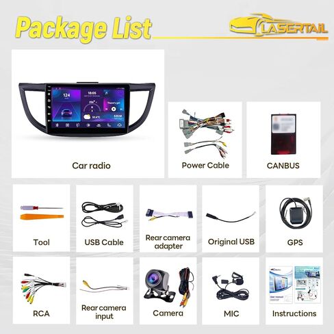 8 Core Car Radio for Honda CRV 2012-2016 5Ghz WiFi 10 Inch Touch Screen Car Stereo with Wireless Carplay Android Auto Bluetooth 48 EQ DSP SWC GPS Navigation Mirror Link Backup Camera 4+64 GB in Kuwait