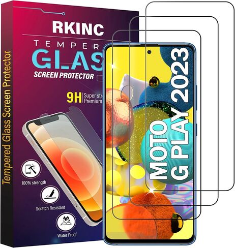 RKINC Screen Protector [4-Pack] for Motorola Moto G play 2021, Tempered Glass Film Screen Protector, 0.33mm [LifetimeWarranty][Anti-Scratch][Anti-Shatter][Bubble-Free] in Saudi Arabia