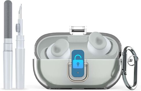[ترقية القفل الآمن] لغطاء حافظة Beats Solo Buds 2024 مع مجموعة منظف، غطاء حماية مقاوم للصدمات من مادة TPU الشفافة من AGENTNANO متوافق مع حافظة شحن Beats Solo Buds مع حلقة تسلق شفافة in Kuwait