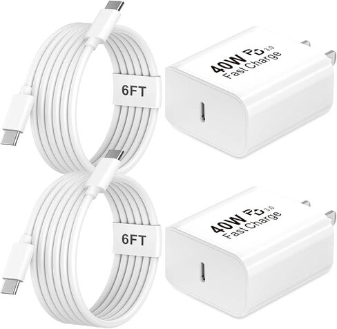 iPhone 15 16 Charger Fast Charging 2 Pack ، USB C Wall Charger 6ft USBC إلى Cable USBC ، محول USB C Block Wall لـ iPhone 16/16 Plus/16 Pro/16 Pro Max/15 Plus/15 Pro/15 Pro Max ، Black 2x in Kuwait