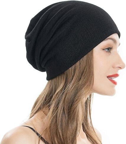 ZLYC Women Fashion Knit Slouchy Beanie Hat Thin Stretch Skull Caps in Kuwait