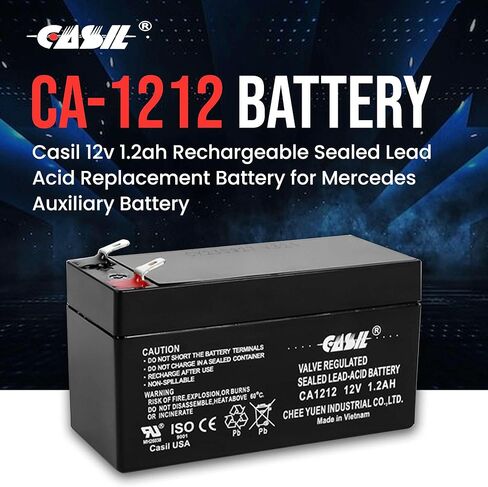 Casil 12V 1.2Ah Replacement Battery Compatible with Emergency Exit Sign Voy Electric Scooter Mercedes Benz N000000004039 Data Shield 1200 1009 Gold Medal SNO-Konette Ice Shaver Alexander LCR12V1.3P in Kuwait