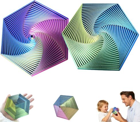2 Packs Fractal Fidget Hexagon,Hexagon Fidget Toy for Relax,Hexagonal Fidget Toy Anti-Anxiety and Stress Relief Pocket Toy,3D-Printed Colorful Fractal Fidget Hexagon,Birthday Gift for Adults & Kids in Saudi Arabia