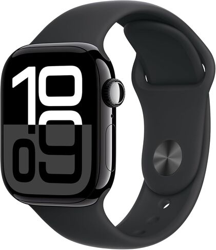 Apple Watch Series 10 [GPS + Cellular, 42mm] - Jet Black Aluminum Case with Black Sport Band, S/M (Renewed Premium) in Saudi Arabia