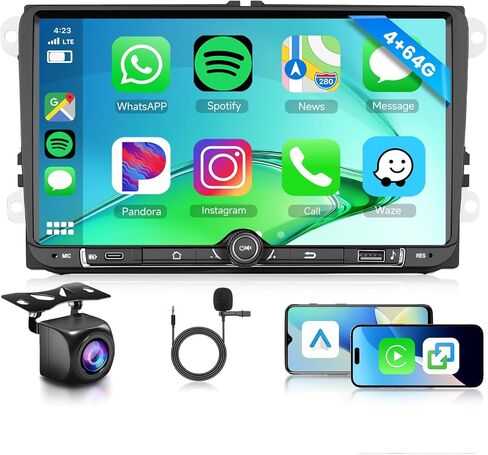 [4G+64G] Android Car Radio for Volkswagen VW Jetta Passat Golf Beetle Polo Caddy Tiguan Touran for SEAT for Skoda with Wireless CarPlay Android Auto, 7 Inch Car Radio with Bluetooth,GPS,WiFi,Camera in Saudi Arabia