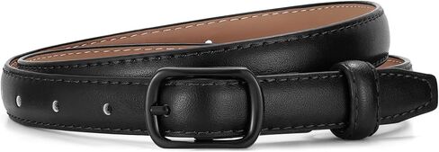 XZQTIVE Black Skinny Belt for Women Jeans Thin Leather Waist Belts With Black Metal Prong Buckle in Kuwait