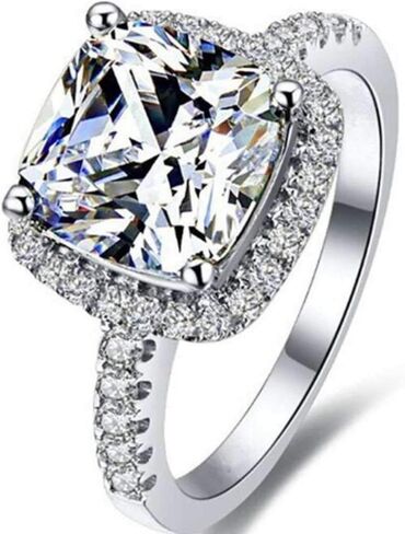 Jude Jewelers Platinum Plated 4 Carat Princess Cut CZ Simulated Diamond Wedding Engagement Proposal Ring in Kuwait