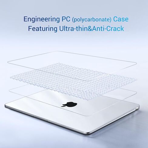 MOSISO Compatible with MacBook Air 13 inch Case 2022 2021 2020 2019 2018 Release A2337 M1 A2179 A1932 Touch ID, Plastic Hard Shell Case Cover&Keyboard Cover&Laptop Decals&Type C Adapter, Crystal Clear in Kuwait