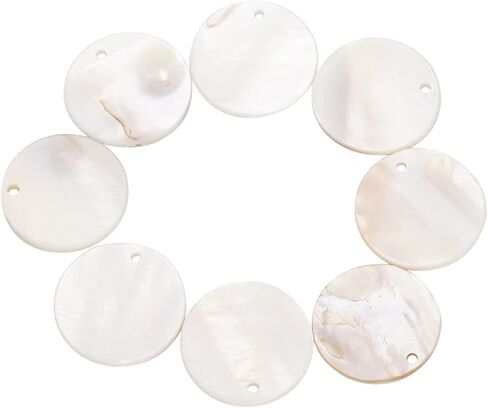 FASHEWELRY 100pcs Flat Round Shell Coin Beads 15mm/20mm/25mm White Capiz Shell Discs Charms for Hawaiian Style DIY Jewelry Making Necklace Bracelet Earring Wind Chime in Kuwait