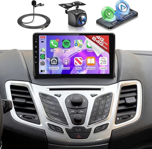 2+64g Android Car Radio Stereo for Ford Fiesta 2009-2014 مع Carplay Android Auto ، 9 بوصة شاشة تعمل باللمس مع Link Pluetooth Link GPS Savigation WiFi FM/RDS EQ Backup Camera SWC in Kuwait