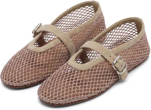 Mesh Ballet Flats for Women Buckle Strap Comfortable Mary Jane Shoes Ladies Wide Width Casual Dress Ballerina Flats in Kuwait