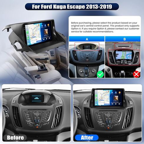 UNITOPSCI 2G+32G Android 13 ستيريو سيارة لسيارة Ford Kuga Escape 2013-2019 لاسلكي Apple CarPlay Android Auto Bluetooth Mirror Link 9 بوصة HD شاشة لمس GPS ملاحة WiFi FM/RDS SWC + ميكروفون كاميرا احتياطية in Saudi Arabia