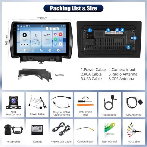 UNITOPSCI 2G+32G Android 13 ستيريو سيارة لسيارة Ford Kuga Escape 2013-2019 لاسلكي Apple CarPlay Android Auto Bluetooth Mirror Link 9 بوصة HD شاشة لمس GPS ملاحة WiFi FM/RDS SWC + ميكروفون كاميرا احتياطية in Saudi Arabia
