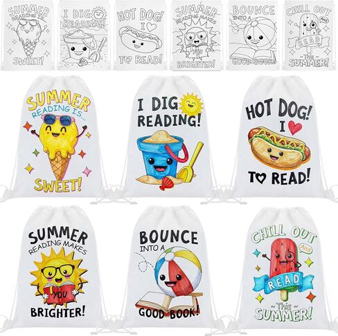 24 Pcs Color Your Own Butterfly Drawstring Bags Crafts for Kids Coloring Goodie Bags with Markers Non Woven Backpack DIY Crafts Classroom Butterfly Birthday Party Supplies Favor in Kuwait