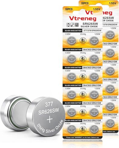 10 Pack 377 376 SR626sw Watch Battery LR626 377A 626 AG4 1.55V Silver Oxide Button Cell Batteries in Kuwait