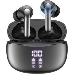 Wireless Earbuds, Bluetooth 5.3 Headphones [Support Wireless Charging] 40H Playback Deep Bass Stereo Earphones with Dual Mic Clear Calls with LED Display for iPhone Android TV Laptop Sports in Kuwait