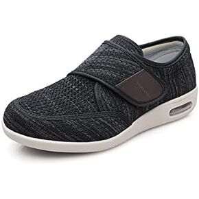 youyun Diabetic Shoes for Men Wide Width Elderly Men's Diabetic Shoes Adjustable Closure Breathable Lightweight Non Slip Air Cushion Sneakers for Swollen Feet Edema in Kuwait