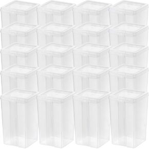 IRIS USA Medium Vertical Storage Container for Home & Office Organization, Big Capacity Stackable Plastic Bin for Stationery, Pantry, Cosmetics & More, Space-Saving Tall Organizer, Clear, Pack of 10 in Kuwait