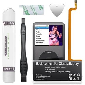 WAVYPO 616-0232 Battery, 900mAh High Capacity Battery Replacement Compatible with iPod 5th - 7th Generation Video Classic A1136 A1238 6th 80GB 6.5th 120GB 7th 160GB 5th 30GB in Kuwait