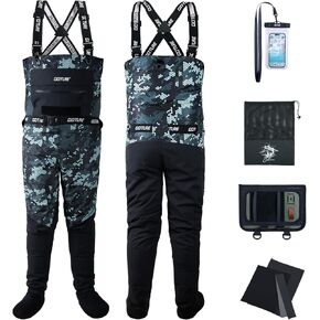 Goture 5-Layer Waterproof Stocking Foot Waders, Breathable Fly Fishing Waders for Men Women, Multiple Storage Pockets 5 Sizes in Kuwait