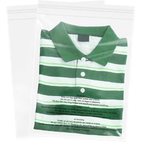 12" x 18" (100 Count) Self Seal Clear Poly Bags with Suffocation Warning for Packaging, Shipping, Clothing, Shirts & FBA - Resealable Adhesive in Kuwait