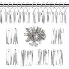 Urbanred 60 Pcs Pinch Pleat Curtain Hooks for Drapes, 4 Prongs Stainless Steel Pleated Tape Curtain Drapery Hooks/Clips/Pin/Clamp, Traverse Pleater Curtain Hanger, Curtain Pin Hooks in Kuwait
