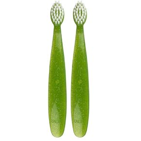 فرشاة أسنان TOTZ RADIUS EXTRY BPA FREE & ADA مقبولة مصممة للأسنان واللثة الحساسة للأطفال 18 شهرًا وأعلى - بريق أخضر - حزمة من 2 in Kuwait