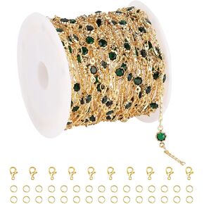 SMYHTGLIF 16.4 Feet Black White Mixed Color Crystal Jewelry Making Chains Gold Plated Brass Bead Chain for Jewelry Making Jewelry Findings in Saudi Arabia