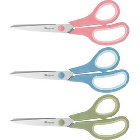 iBayam Scissors All Purpose, 9.3 Inch Scissors Heavy Duty Stainless Steel Scissors for Home Household Cutting Fabric Leather, Sewing Shears, Paper Box Cutter, Package Opener, Hand Cutting Tools in Kuwait