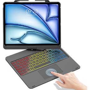 حالة لوحة المفاتيح لـ iPad Air 13 (M3 2025/M2 2024) و iPad Pro 12.9 بوصة 6th/5/4/4/3 CASE مع 7 ألوان الإضاءة الخلفية ، لوحة مفتاح لاسلكية مع حامل القلم لـ PRO12.9 2018-2022222222222222222222222222222222 in Kuwait