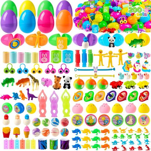 Joyin 200 pcs prected Easter Eggs مع ألعاب متنوعة لصيد البيض عيد الفصح ، حشوات سلة عيد الفصح ، تفضل حفلات عيد الفصح ، مستلزمات جائزة الفصائل الفصحية في عيد الفصح in Kuwait
