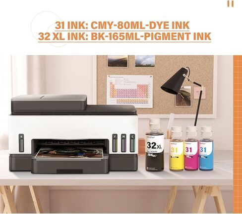 31 Cyan Magenta Yellow Ink Bottle Set Compatible Replacement for HP Smart Tank Printer 6001 7602 5101 5000 7301 5102 757 7601 7601 755 6002 7302Ink Refill, Smart Tank Plus 651 551 Ink Refill in Kuwait