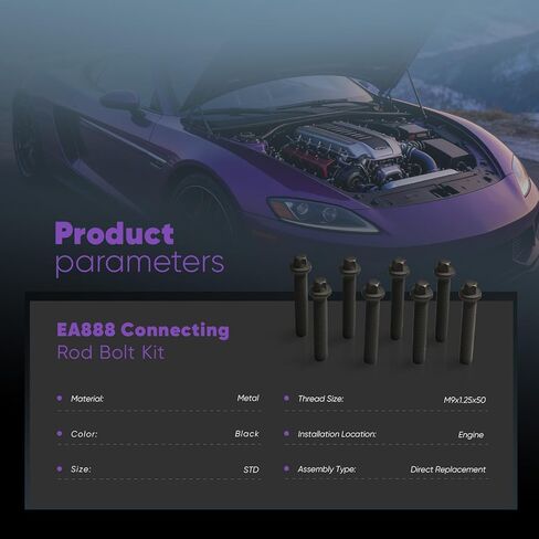 Connecting Rod Bolt Kit EA888 Engine 1.8/2.0T M9x1.25x50 Replacement for Audi A3 A4 A5 A6 A8 Q3 Q5 TT VW CC Golf Beetle Passat TIGUAN TOURAN (8 Pcs) in Kuwait