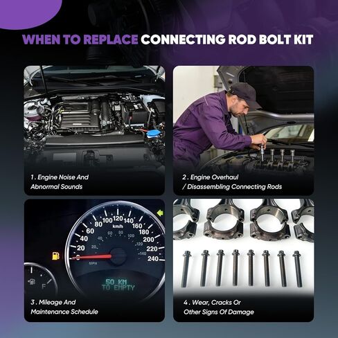 Connecting Rod Bolt Kit EA888 Engine 1.8/2.0T M9x1.25x50 Replacement for Audi A3 A4 A5 A6 A8 Q3 Q5 TT VW CC Golf Beetle Passat TIGUAN TOURAN (8 Pcs) in Kuwait