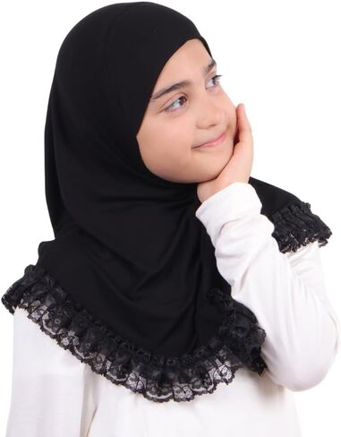 MuLanLegend حجاب دانتيل قطن | الأميرة نور وشاح سارونج | وشاح سهل الارتداء فوري للفتيات والأطفال | خفيفة الوزن ومريحة in Kuwait