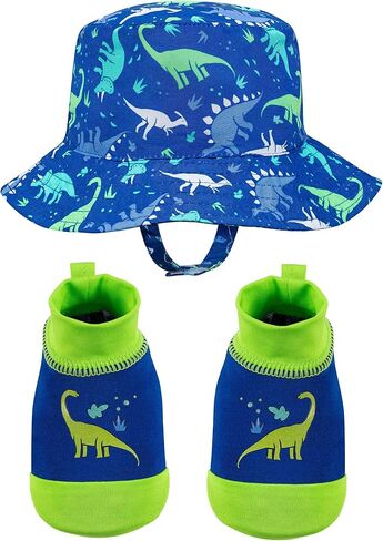 Kids Boys and Girls, Baby Swim Marbleized Hat and Booties Set, Pink Bow, Sun Protection UPF 50+ - Age 0-12 Months in Kuwait