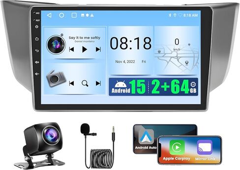 ستيريو سيارة Android لـ Lexus RX300 RX330 RX350 RX400H 2004 2005 2006 2007 2009 مع Carplay Android Auto 26UI 2GB+64GB in Kuwait