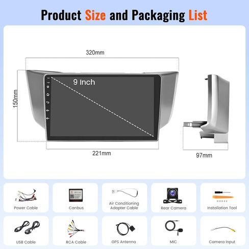 ستيريو سيارة Android لـ Lexus RX300 RX330 RX350 RX400H 2004 2005 2006 2007 2009 مع Carplay Android Auto 26UI 2GB+64GB in Kuwait