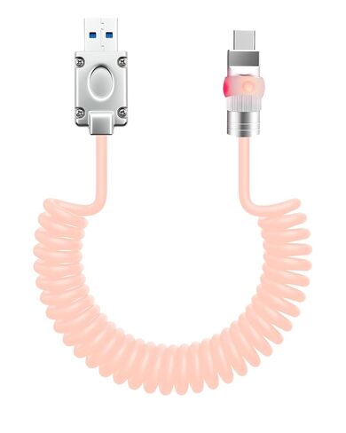 chubbycable Neon Chubby - Neon Glow Fast Charge Spring Cable with Gradient Illumination Coiled USB C Cable for Car, Red, Type-C to Type-C, 1.64FT-4.43FT in Kuwait