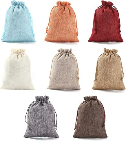 24 Burlap Bags with Drawstring Mixed Color Drawstring Gift Bag Jewelry Pouch Hessian Bags Burlap Sacks for Wedding Party Favors DIY Craft(5x7Inch) in Kuwait