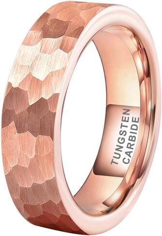 TUTISS 6mm 8mm Hammered Tungsten Rings for Men Women Fashion Engagement Wedding Bands Pipe Cut Matte Finish Comfort Fit in Kuwait