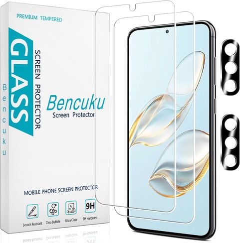 [2+2 Pack] Screen Protector for Samsung Galaxy S24 FE Tempered Glass with Camera Lens Protector, Anti Scratch, Bubble Free in Saudi Arabia