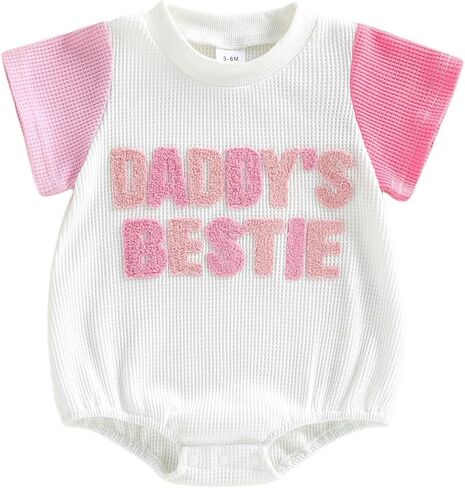 Newborn Baby Girl Outfit I'm Literally Just A Girl Bow Embroidery T Shirt Bubble Romper Infant Cute Summer Outfit in Kuwait