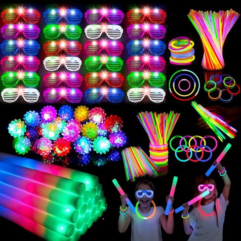 240pcs توهج في إمدادات الحفلات المظلمة ، حزمة الحفلات الحزبية السائبة ، 10pcs ، عصي توهج ، 10pcs نظارات LED ، حلقات تضيء 10 ٪ ، 10pcs LED إضاءة تململ الأساور الدوار ، in Kuwait