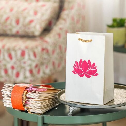 Desi Favors Om Paper Bags - Indian Party & Diwali Gifts, Pooja Favors, Housewarming & Wedding Return Gifts - 5.3x8 Inch (Pack of 8) in Kuwait