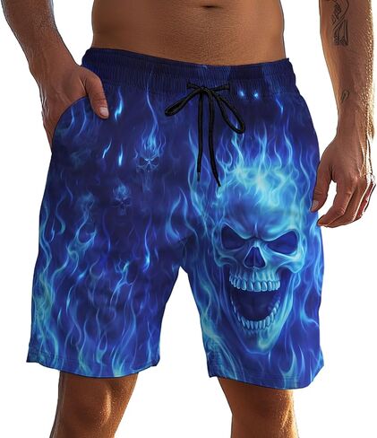 Men's Funny Cat Riding Unicorn with Gun Swim Trunks Boardshort Beach Shorts in Kuwait