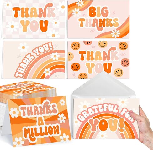 54 Retro Bulk Thank You Cards And Envelopes - Wedding Thank You Cards With Envelopes Bulk, Baby Shower Thank You Card, Teacher Thank You Card Bulk, Graduation Thank You Notes With Envelopes Set in Kuwait