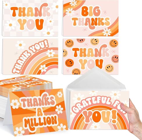 54 Retro Bulk Thank You Cards And Envelopes - Wedding Thank You Cards With Envelopes Bulk, Baby Shower Thank You Card, Teacher Thank You Card Bulk, Graduation Thank You Notes With Envelopes Set in Kuwait
